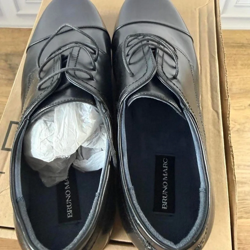 Bruno Marc Downing size 14 wide fit Black Leather Oxford Shoes